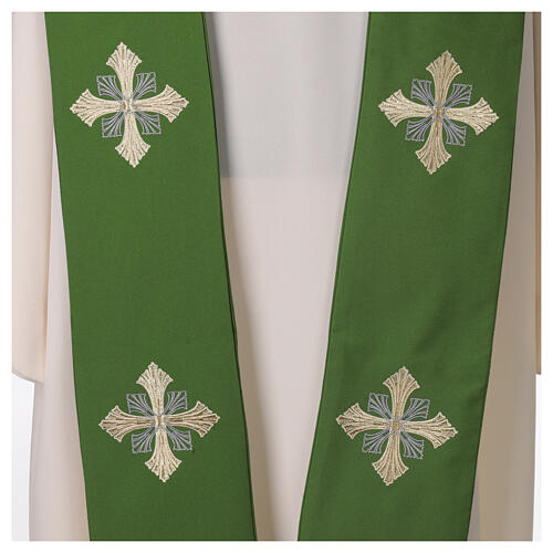 Stola sacerdotale croce ricamata oro e grigio 3