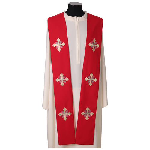 Stola sacerdotale croce ricamata oro e grigio 5