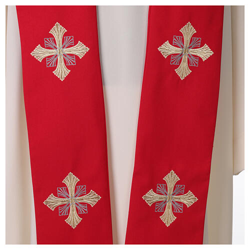 Stola sacerdotale croce ricamata oro e grigio 6