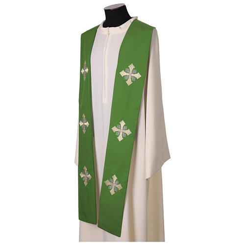 Estola sacerdotal cruz bordada ouro e cinza 4