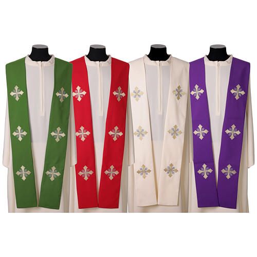 Priest stole embroidered cross in gold and gray 1