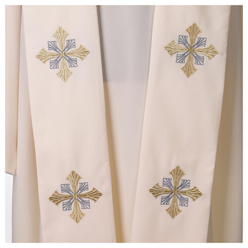 Priest stole embroidered cross in gold and gray 8