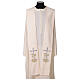 Priest stole with embroidered cross and ears of wheat in grey and gold s4