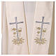 Priest stole with embroidered cross and ears of wheat in grey and gold s5