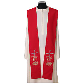 Stola sacerdotale croce e spighe ricamate in grigio e oro