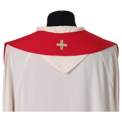 Stola sacerdotale croce e spighe ricamate in grigio e oro 3