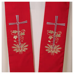Priest Stole with Embroidered Cross and Wheat in Gray and Gold
