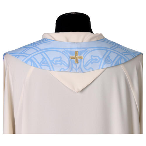 Light blue Marian stole with embroidered monogram 5