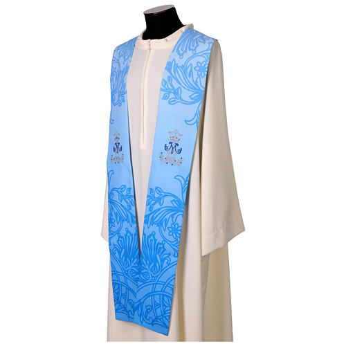 Blue Marian Stole with Embroidered Monogram 4