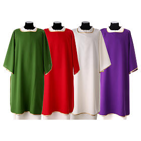 Simple deacon dalmatic and stole with gold edges in polyester