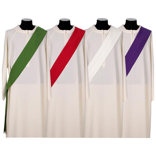 Simple deacon dalmatic and stole with gold edges in polyester 8