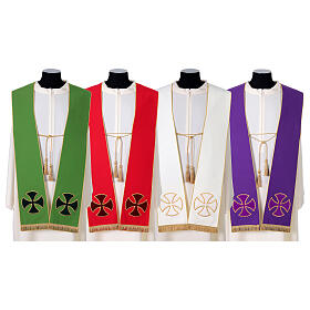 Stole with crosses and appliques in 100% polyester
