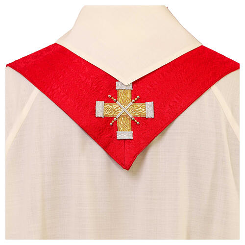 Silk stole with 5 cross, trim in gold and silver, Première Collection by Vebi Confezioni 3