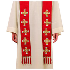 Silk stole with 5 crosses gold and silver trimmings Premiere Line Vebi Confezioni