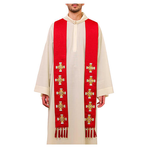 Silk stole with 5 crosses gold and silver trimmings Premiere Line Vebi Confezioni 1