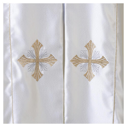 Pluvial liturgique croix bicolore argent et or motif éventail 6
