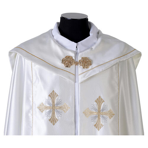 Piviale liturgico croce bicolore argento e oro motivo ventaglio  4