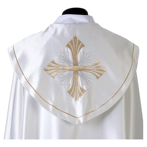 Liturgical Cope with two-tone silver and gold cross and fan motif 3