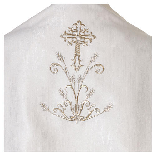 Ivory humeral veil with gold embroidered cross and wheat spike 4