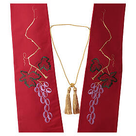 Priest stole with colourful grape embroidery