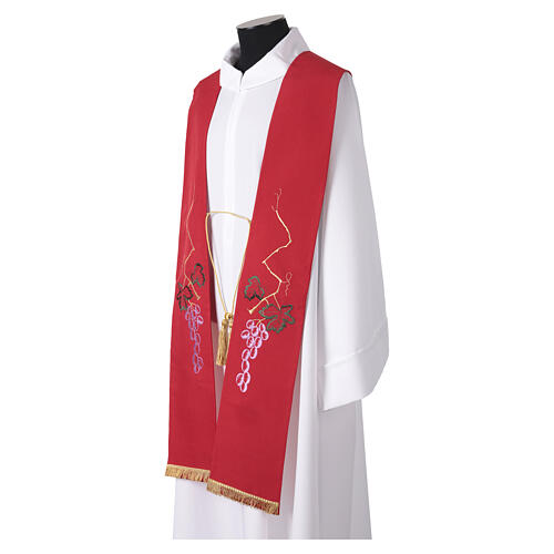 Stola sacerdotale con ricamo uva colorata 3