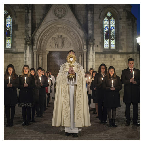 Piviale 100% lana con ricamato floreale dorato Gamma 4