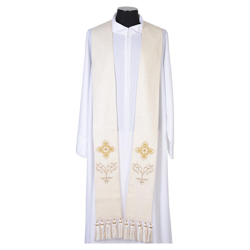 Chasuble in 100% wool with baroque cross and golden floral accents by Gamma 11