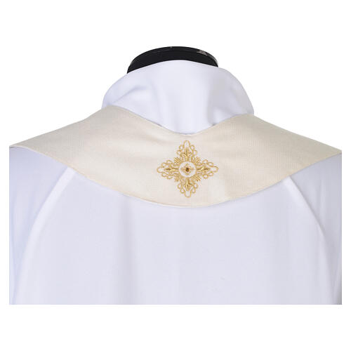 Chasuble in 100% wool with baroque cross and golden floral accents by Gamma 14