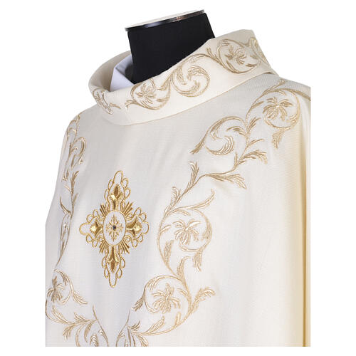 Casulla 100% lana con cruz barroca y detalles florales dorados Gamma 3