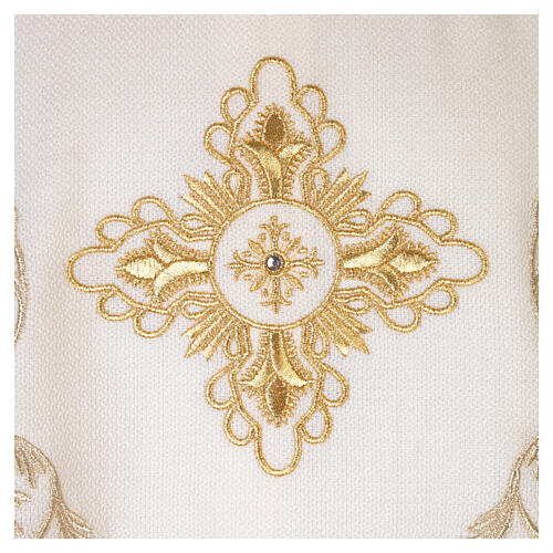 Chasuble 100% laine croix baroque et insertions florales dorées Gamma 6