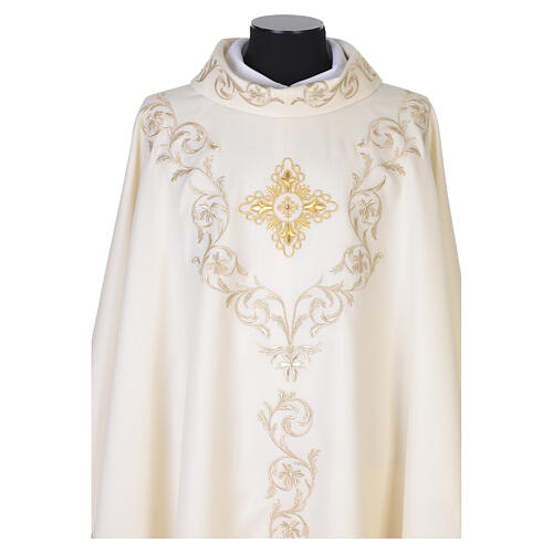 Chasuble 100% wool with baroque cross and gold floral decor, Gamma 5