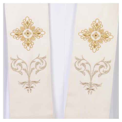 Chasuble 100% wool with baroque cross and gold floral decor, Gamma 12