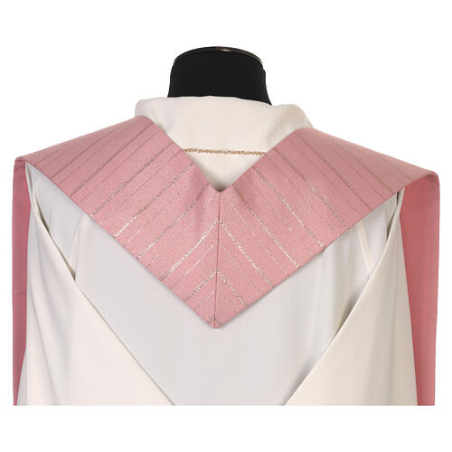 Estola sacerdotal rosa bordado cruz dorada mezcla lana 4