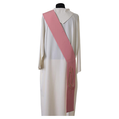 Estola de diácono cor-de-rosa com peixes 100% poliéster 4