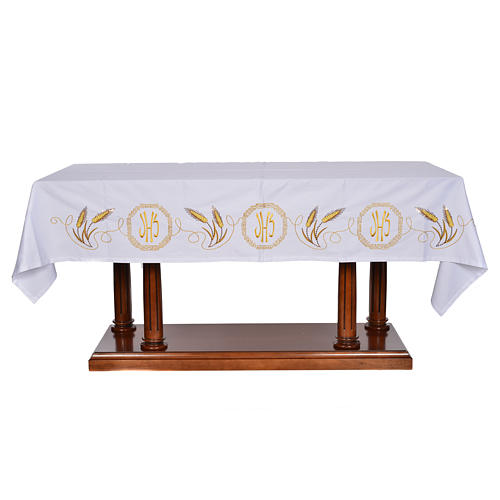 Mantel para mesa decoración dorada y IHS 1