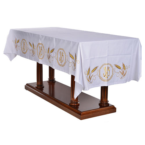 Mantel para mesa decoración dorada y IHS 3