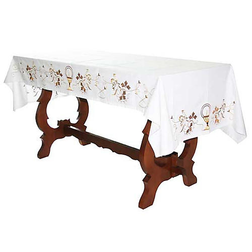 Mantel de mesa decoración dorada cáliz e uvas 1