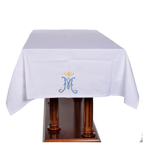 Mantel de altar símbolo mariano 45% algodón, 55% poliéster 4