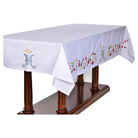 Toalha de altar símbolo mariano 45% algodão 55% poliéster