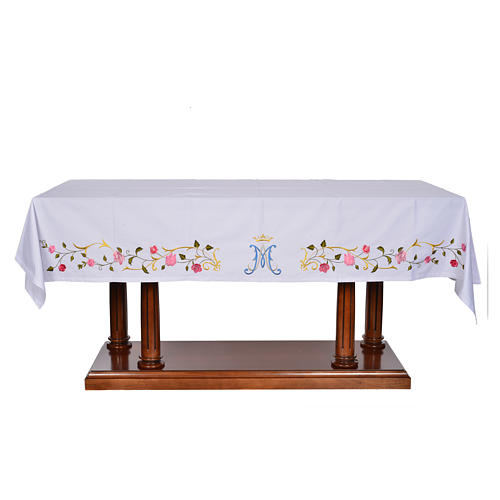 Toalha de altar símbolo mariano 45% algodão 55% poliéster 1