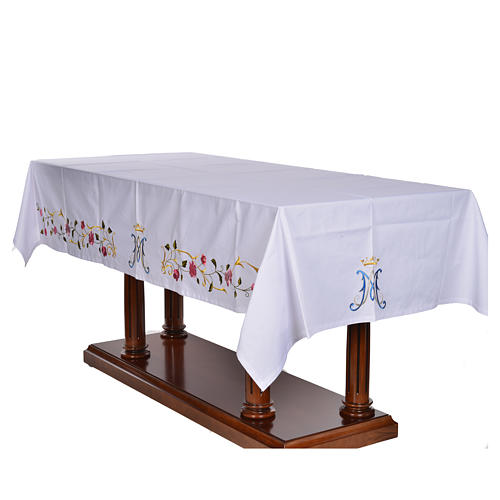 Toalha de altar símbolo mariano 45% algodão 55% poliéster 3