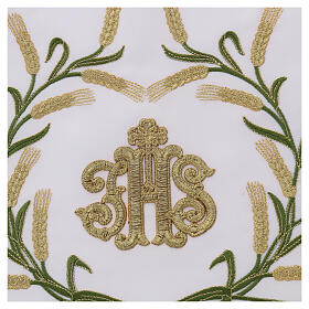 Mantel de altar 165x300 cm bordados verdes y oro y espigas
