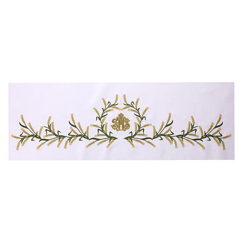 miembro Murmullo obvio Mantel de altar 165x300 cm bordados verdes y oro y espigas | venta online  en HOLYART