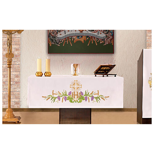 Toalha para altar 165x300 cm planta videira cruz 1