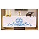 Altar Cloth 165x300cm blue flowers, Marian symbol s1
