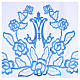 Mantel de altar 165x300 cm flores azules iniciales de María s2