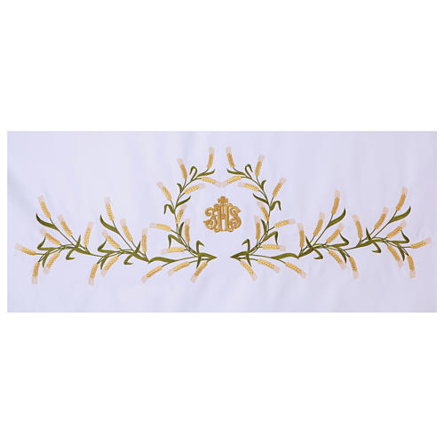 Mantel de altar 165x300 cm espigas de trigo verde y oro. 2