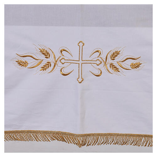Altar cloth, 100% cotton, 250x150 cm, ears of wheat and golden crosses 2