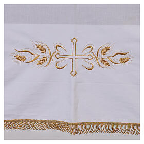 Obrus ołtarzowy 100% bawełna 250 x 150 haftowane kłosy i krzyże kolor złoty