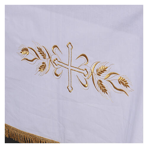 Altar cloth 100% cotton 250 x 150 cm with wheat and golden crosses 4